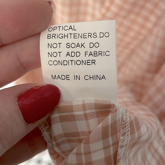 Unique Vintage Blush Plaid Maxi Dress,size L,tie front & e-waist & sleeves - Picture 9 of 10